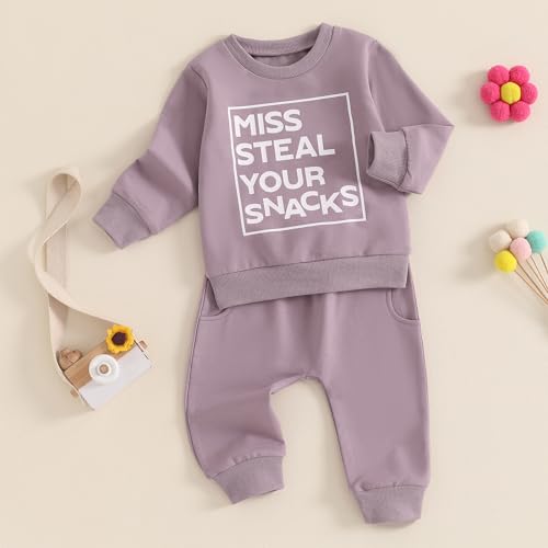 Toddler Baby Girl Fall Winter Outfit Letter Print Long Sleeve Sweatshirts and Stretch Pants Infant Girl Clothes2