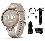 Garmin Lily Women’s Fitness Sport Smartwatch with Wearable4U Power Pack Bundle (Rose Gold Bezel with Light Sand Silicone Band)