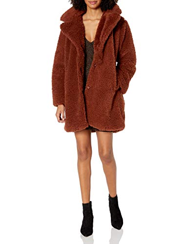 Steve Madden Women s Faux Fur Fashion Jacket, Lamb Look Cognac, L