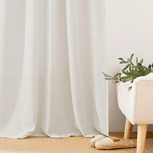 RYB HOME Window Topper Valances 36 Inch Length, Light Filtering Linen Textured Durability Machine Washable Half Curtains for Windows Closet Bathroom RV, W 42 x L 36 inches, Linen, 2 Panels