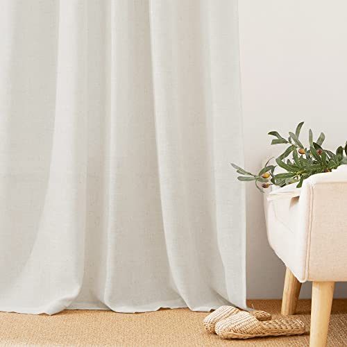 Ryb Home USRYBTRP42SD2-5290V19 Flax Linen Blend Curtains - Light Filtering Rich Linen Semi Sheer Airy Breathable Window Treatments Soften Sunlight For Farmhouse Living Room Dining Door, Linen, W 52 X L 90 Inch, 2 Panels thumb #5