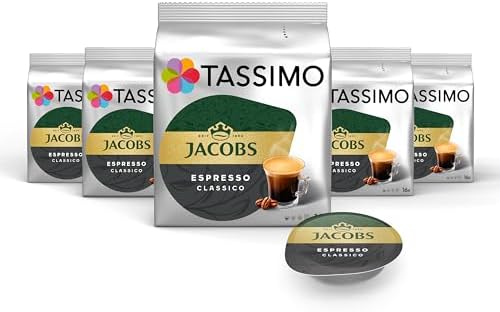 Tassimo Kapseln Jacobs Espresso Classico, 5 x 16 Pads, 80 Kaffeekapseln, dunkle Röstung