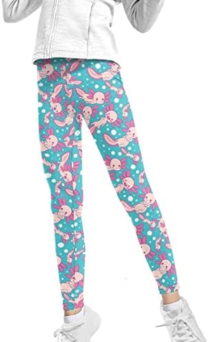DISNIMO Cute Axolotl Girls Active Legging Size 8-9 Stretch Athletic Dance Leggings Soft Long Gym Workout Running Yoga Sport Tight Pants Ankle Length Leggings for Home School Outdoor