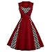 Killreal Women's Vintage Polka Dot Print A-Line Sleeveless Cocktail Party Casual Dress Wine Red Medium