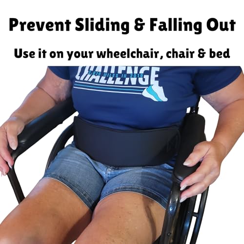 Wheelchair Seatbelt, Safety Belt or Harness for Elderly Adults, Adjustable Straps for Chair/Bed Restraint, Medical Patient Restraints Straps Anti-Fall, for The Elderly & Paralyzed, Black