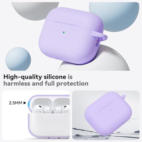 Image of Meyaar for AirPods Pro 3 Case 2025 with Cleaner Kit,Soft Silicone Protective Cases for Apple AirPods Pro 3rd Generation Case for Women Men,AirPod Pro 3 Cases Cover Accessories with Keychain(Purple)