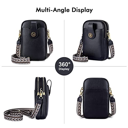 RONSIN Leather Small Crossbody Purse for Women Cell Phone Bag Holder Wallet Purse Travel Pouch Adjustable Strap2