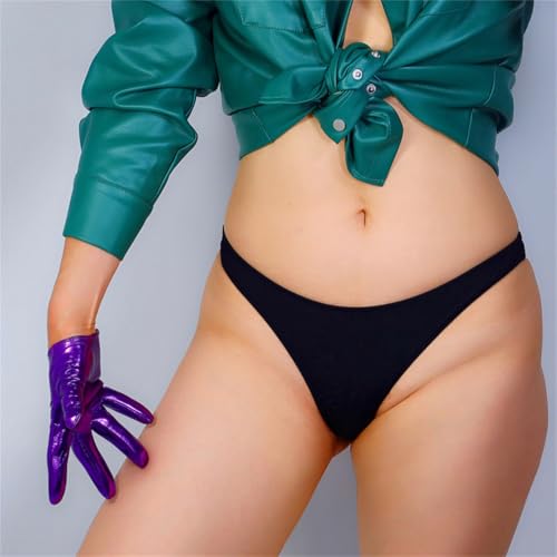 DooWay Short Metallic Leather Gloves Women Shiny Cosplay Dress Party Gloves4