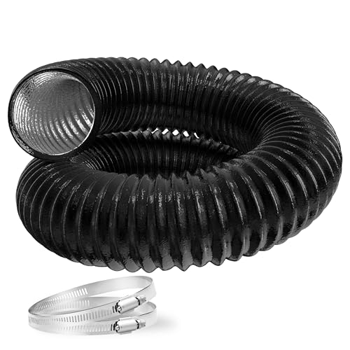 Flexible 12-Inch Aluminum Ducting Dryer Vent Hose Heavy-Duty Three-Layer Protection 8-Feet Long for Heating Cooling Ventilation and Exhaust Black