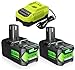 Bonadget New 8.0Ah 18V Battery and Charger Combo for Ryobi 18V Lithium-ion P102 P197 P108 P189 P190 P100 ONEPLUS 18Volt Battery and Charger Kit for Ryobi