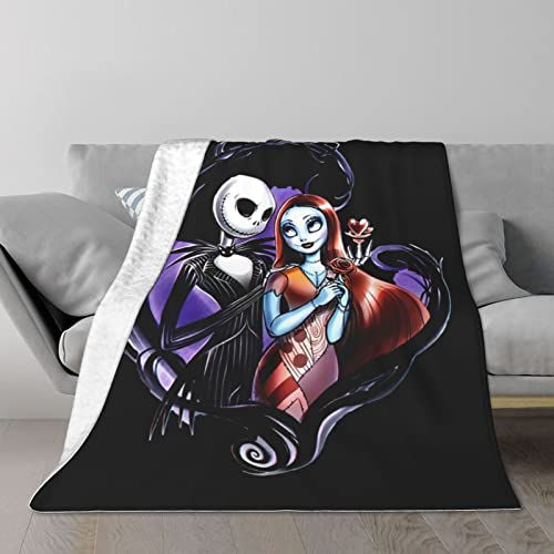 Manta navideña de pesadilla de dibujos animados de Halloween, manta de franela para sofá, decoración de sofá, manta acogedora y cálida para niños y adultos, 50 x 40 pulgadas Cover