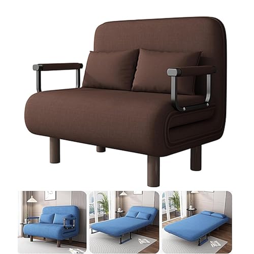 Sofá cama plegable 3 en 1 con respaldo ajustable de 5 niveles, funda extraíble lavable de algodón y lino, chaise lounge para apartamento y dormitorio (marrón, 190 x 100 x 28 cm)