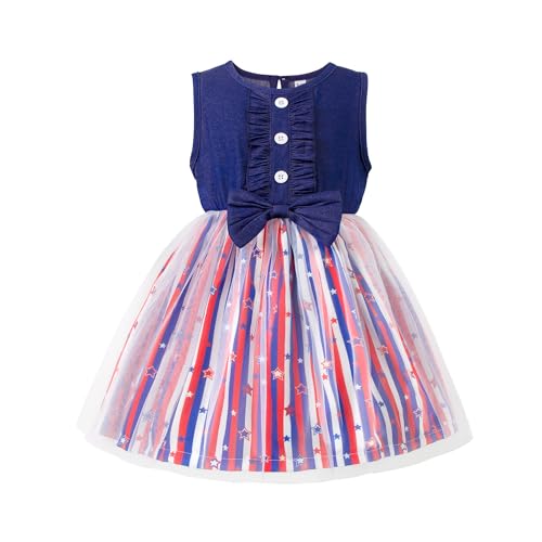 LYSMuch Toddler Girl Independence Day Outfit Baby 4th of July American Flag Dress Kids Patriotic Clothes