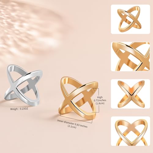 Image of SYWDUDUCLT Scarf Ring for Women's Shawl, Silk Neckerchief, Tshirt, Gold /Sivler, S /M /L, 2 Pcs