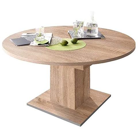 Esszimmertisch rund 120 cm Eiche sägerau ausziehbar Cover
