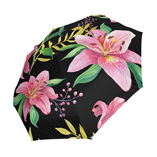 Parapluie coupe-vent résistant aux tempêtes avec ouverture automatique rose