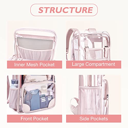 Mommore Clear Backpack Heavy Duty Thick Pvc Transparent Backpack With Leather Trim Large Capacity See Through Backpack #TOP3