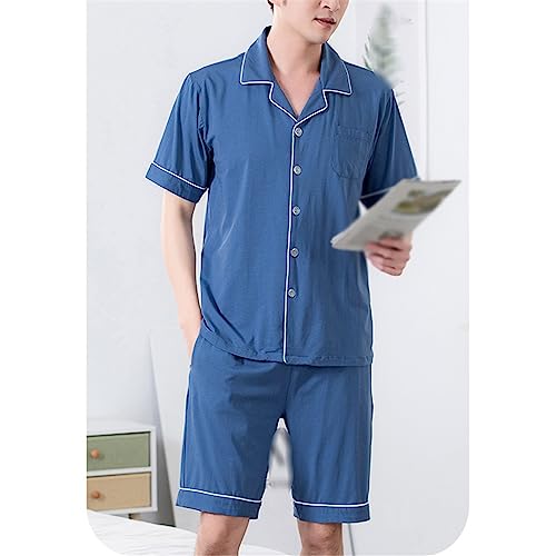 Suit Loose Pajamas Men's Short-sleeved Shorts Thin Section Cardigan Home Wear4