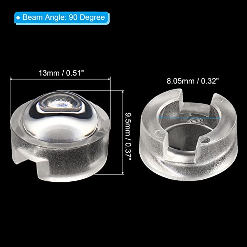 Image of PATIKIL 13mm LED Convex Lens, 20 Pack 90 Degree Beam Angle Acrylic LED Optical Convex Condenser Lens for 1W 3W LED Lamp Beads Infrared Cameras, Transparent