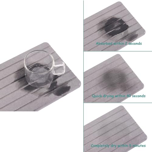Image of NiuYichee 2 PCS Water Absorbent diatomite Coasters, 8.3 inch x 4 inch Water Absorbing Stone Tray for Sink, Stone Drying mat for Kitchen Counter, Stone soap Tray Used for Hand Soaps & toiletries & Plants