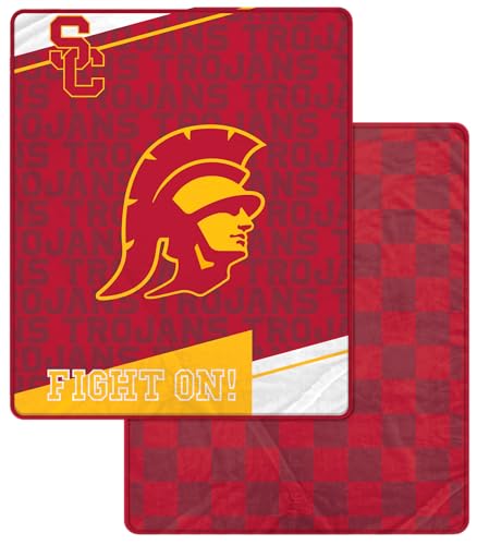Proformance Home NCAA USC Trojans Diagonal Ghost Checker Double Sided Ultra Cozy Blanket