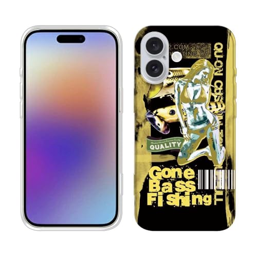 AnglersLife TPUケース iPhone用 アイフォン用 クリア スマホケース TPU Gone Bass Fishing ローライダーポスター風 イエロー iPhone Air用