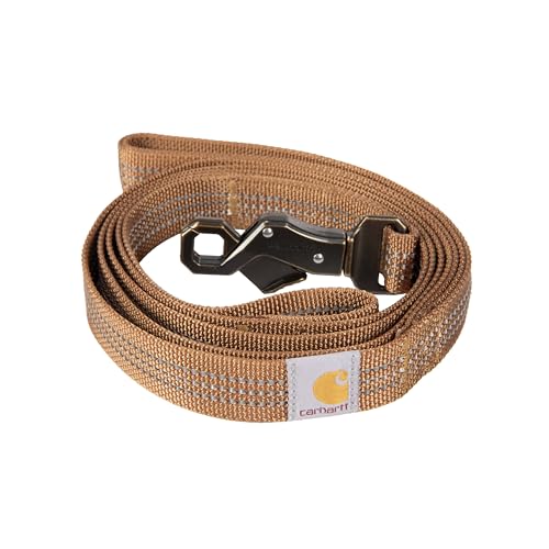 Carhartt Dual Handle Dog Leash Durable Nylon Webbing Fabric W/Secure Metal Trigger Claw Clasp Carhartt Brown Large