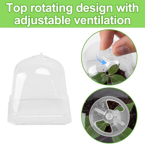 EBaokuup 30PCS Clear Plant Nursery Pots with Humidity Dome - 3" Durable Plastic Gardening Pot with Labels, Small Plant Container for Seedlings/Vegetables/Succulents/Cuttings