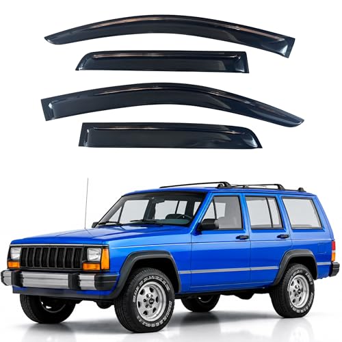 Image of IG Window Visors Fit for 1984-2001 Jeep Cherokee 4-Door, Out-Channel Rain Guards Vent Wind Deflectors 4PC, Car Accessories for 84-01 Cherokee 4-Door (Excludes Limited Model)
