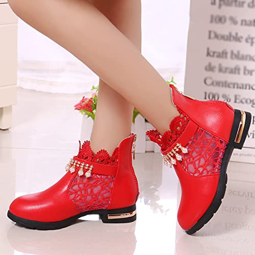 Ankle Boots for Girls Chunky Low Heel Short Short Booties Zip Back Slip On Dress Boot Shoes for Little Kid/Big Kid2