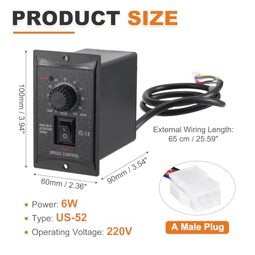 Controlador de velocidad de motor de CA 220V con interruptor reversible y enchufe macho IEC C14 3