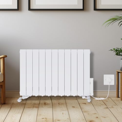 Image of Warmehaus 2000W Electric Oil Filled Radiator 24/7 Day Timer and Thermostat Wall Mounted/Freestanding, Plug in Electric Heater Smart WiFi Low Energy Portable with Child Lock White