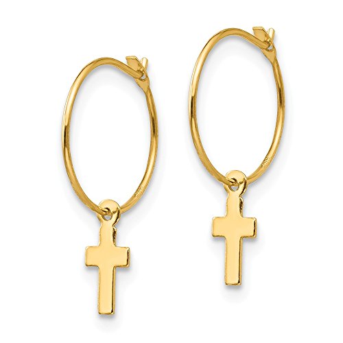 Real 14kt Yellow Gold Madi K Endless Hoop w/Small Cross Earrings2