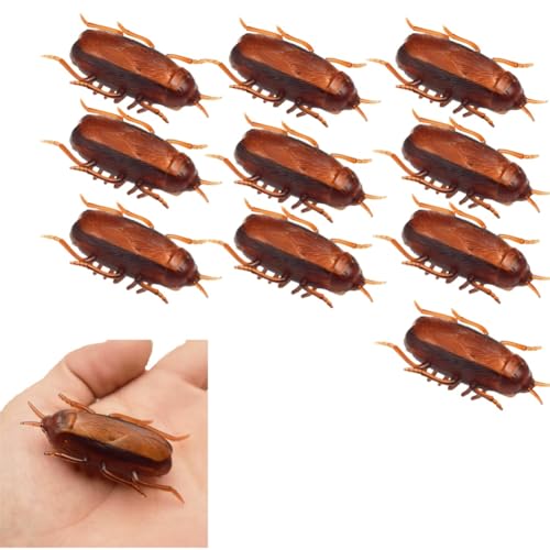 10PCS Electronic Toy Vibrating Funny High Simulation Battery Powered Plastic False Cockroach Toy for Prank Fun,Gifts for Family and Friends