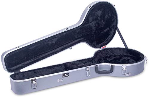 Image of Crossrock ABS Molded Banjo Case for 5-String Resonator & Tenor | Backpack Style, Locking Latch, Plush Interior - Lightweight Hardshell Protection-Silver (CRA861BJSL)