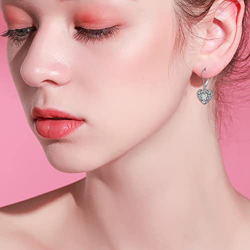 S925 Sterling Silver Heart Dangle Drop Leverback Clasp Lever back Earrings for Women Jewelry2