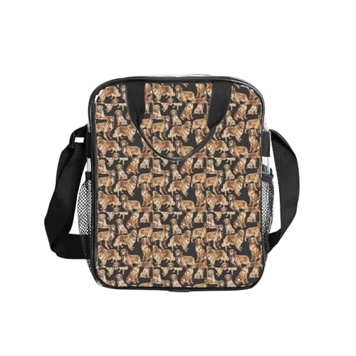 WOmeng Golden Retrievers - Bolsa de almuerzo con estampado transparente y aislante, contenedor de almacenamiento de alimentos para pícnic, caja organizadora ligera
