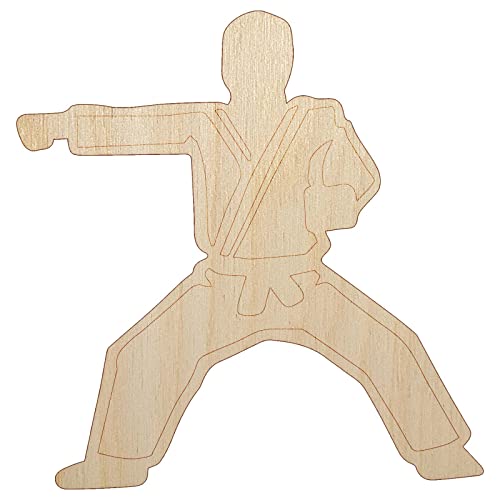 Kung Fu Martial Arts Rider Stance Karate Gi Unfinished Wood Shape Piece Cutout for DIY Craft Projects - 1/4 Inch Thick - 6.25 Inch Size