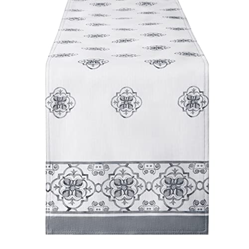Newbridge Mykonos Grey Mediterranean Tile Table Runner #TOP18