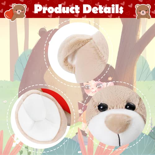 Vyusit Plush Teddy Bear Stuffed Animal, 9.84 Inch Teddy Bear With Red Heart, I Love You! Cute Soft Plush Toys For Valentine's Day Wedding Birthday Party #TOP1