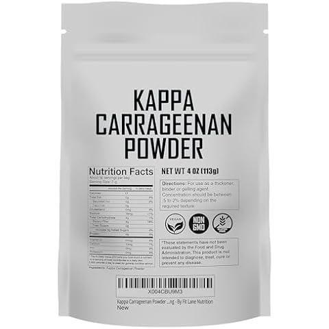 Kappa Carrageenan Powder 4 oz - For Vegan Mozzarella Cheese, Non-GMO. Refined Food Grade. Carrageenan Powder for Marbling - By Fit Lane Nutrition Cover