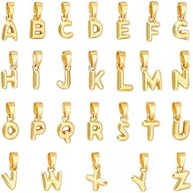 PH PandaHall 26pcs 18K Gold Plated Letter Charms Name Pendant Bubble Letter Pendant Charm Gold Initial Charms for Jewellery Making Earring Bracelet Necklace DIY Valentines Mothers Day 10x6mm