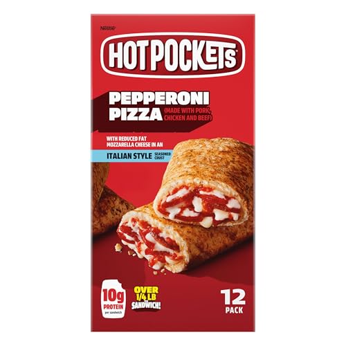 Hot Pockets Pepperoni Pizza, Italian-Style Seasoned Crust, Frozen Snacks, 12 Pack