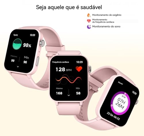 Relógio Inteligente Feminino Rosa, Smartwatch 1.85
