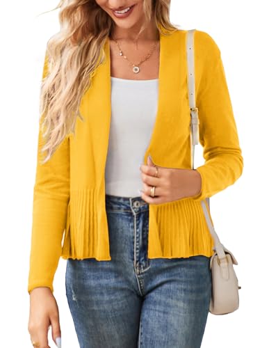 Image of GRACE KARIN Women's Lightweight Peplum Cardigan Sweaters Open Front Cropped Cardigan Long Sleeve Trendy Summer Knit Tops