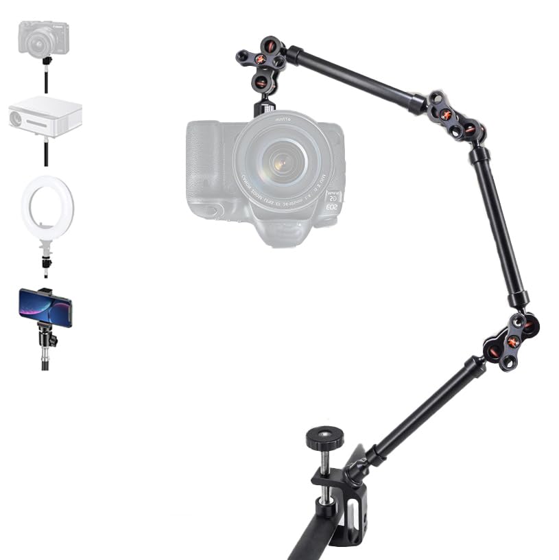 NEWFUN Bras Magique, Magic Arm, Bras Articulé Camera, Caméra Bras Articulé Support Pince de Table Trépied, Trépied de Table Réglable avec Adaptateur à vis 1/4' à 3/8'