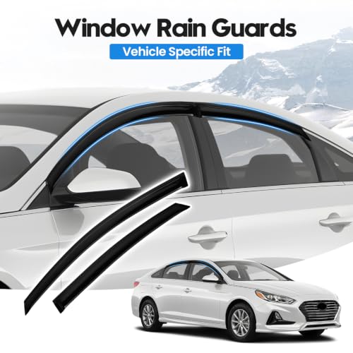 Image of Sonata Rain Guards - Window Visors for Hyundai Sonata 2015-2019, Out-Channel Side Window Rain Guards for Sonata Accessories, 4PCS, Black, Car Accessories