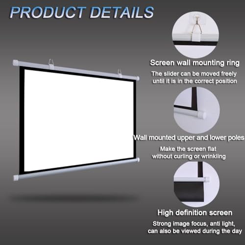 Pantalla manual proyector 72 pulg 4:3 negra miniatura 6