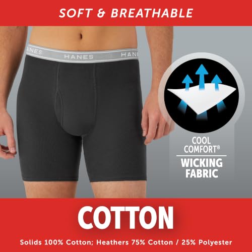 Image of Hanes Men's Underwear Boxer Briefs, Cool Dri Moisture-Wicking Underwear, Cotton No-Ride-Up for Men, Multi-packs Available