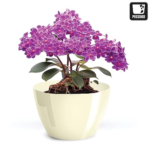 PECZEKO Flower Pot Shiny Plastic Planter Decorative Pot for Large and Small Plants Set of 2 Flower Pot, Flower Pot Herb Pot - Image 4